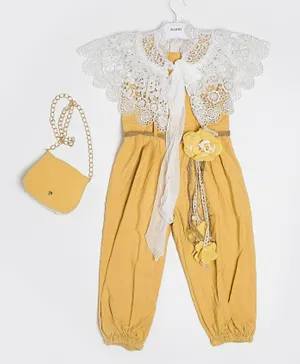 Amri Caped Jumpsuit With Side Bag - Yellow