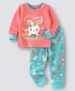 Babyqlo Happy Bunny Printed Glow in the Dark Nightwear - Multicolor