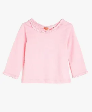 KOTON Solid Ruffled T-Shirt - Light Pink