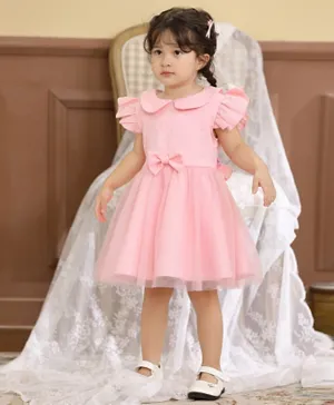 Smart Baby Ruffle Sleeves Floral Dress - Pink