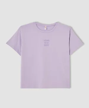 DeFacto Short Sleeves T-Shirt - Purple