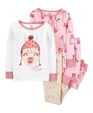 Carter's 4-Piece Lazy Llama 100% Snug Fit Cotton PJs - Pink