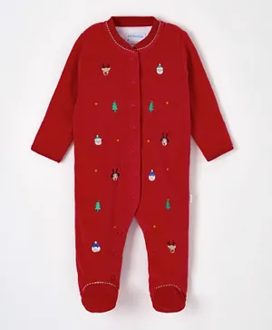 JoJo Maman Bebe Christmas Tree Sleepsuit - Red