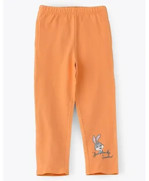 Jelliene Bunny Graphic Knitted Leggings - Orange