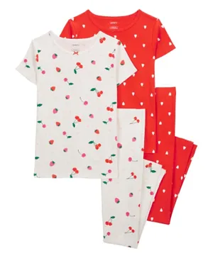 Carter's 4-Piece Cherry 100% Snug Fit Cotton Pyjamas - Red & White