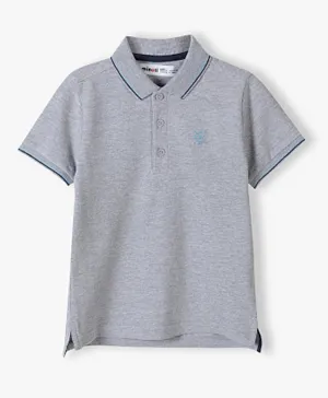 Minoti Embroidered Pique Polo T-Shirt - Grey