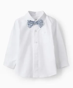 Zippy Solid Full Sleeves Cotton Shirt - White