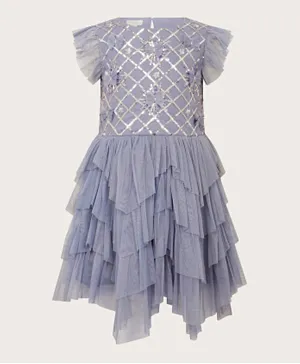 Monsoon Children Sequin Bow Tulle Dress - Lilac