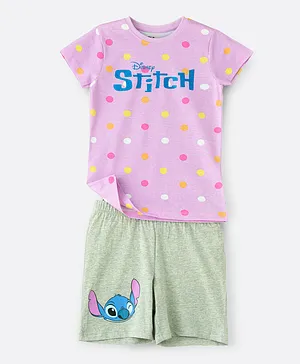 Disney Lilo & Stitch Girls Tee with Shorts Set - Purple