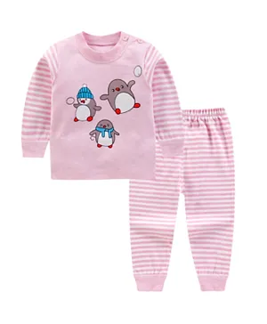 Lamar Baby Printed Long-sleeves Pajama Set - Pink