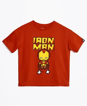The Souled Store Official Iron Man: Chibi Oversized T-Shirt - Red