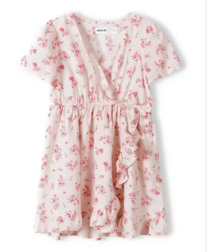 Minoti Floral Print Wrap Dress - Pink