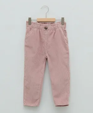 LC Waikiki Solid Paperbag Fit Trousers - Light Pink