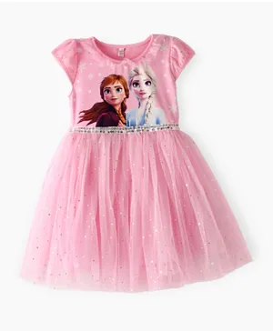 Plushbabies Elsa & Anna Graphic Party Dress - Pink