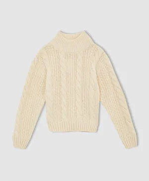 DeFacto Tricot High Neck Sweater - Beige