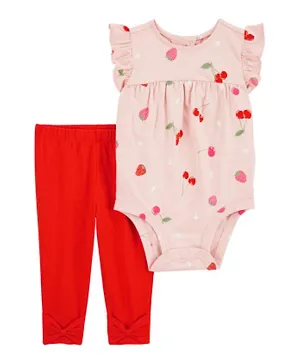 Carter's 2-Piece Fruit Bodysuit Pant Set - Pink & Red