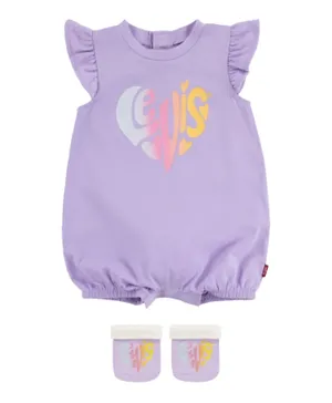 Levi's LVG Heart Graphic Bodysuit & Bootie Set - Purple