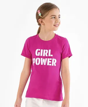 Only Kids Girl Power Short Sleeves T-Shirt - Pink