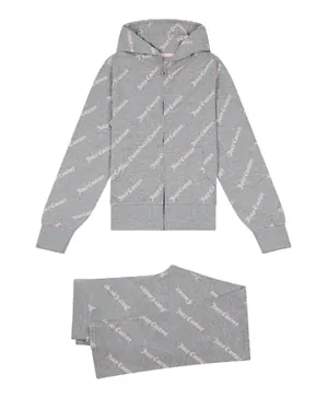 Juicy Couture All Over Print Hoodie & Joggers/Co-ord Set - Grey