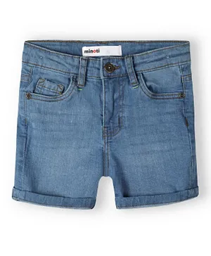 Minoti Solid Denim Shorts - Blue