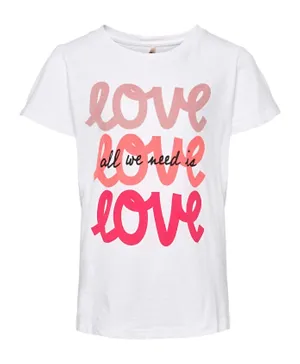 Only Kids All We Need Is Love Printed T-Shirt - White