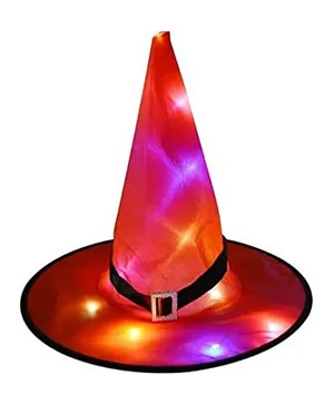 Brain Giggles Halloween Glowing Witch Hat With LED - Red