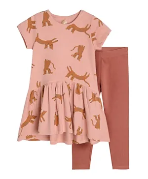 SMYK Cat Dress With Leggings Set - Pink