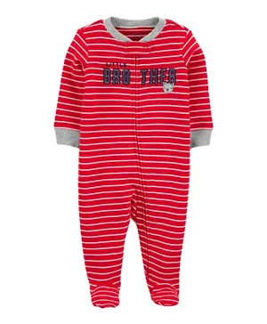 Carter's Little Brother 2 Way Zip Cotton Sleepsuit - Red
