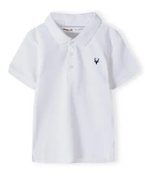 Minoti Swamp Deer Embroidered Polo T-Shirt - White