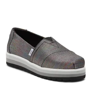 Toms Glimmer Twill Youth Alpargata Platform Shoes - Grey