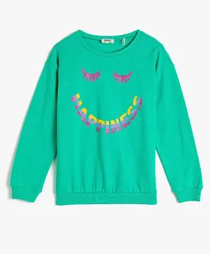 Koton Happiness Graphic Sweatshirt - Green