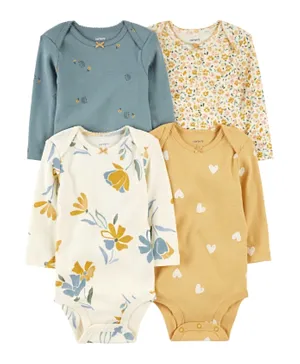 Carter's 4 Pack Long-Sleeve Bodysuits - Multicolor