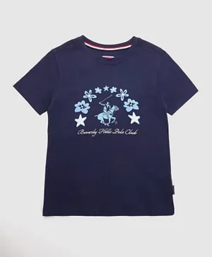 Beverly Hills Polo Club Floral Graphic T-Shirt - Navy Blue