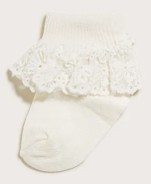 Monsoon Children Olivia Bow Lace Socks - Ivory
