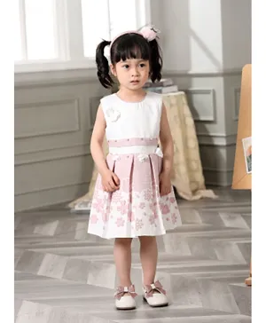 Le Crystal Smart Baby Dress - Pink and White
