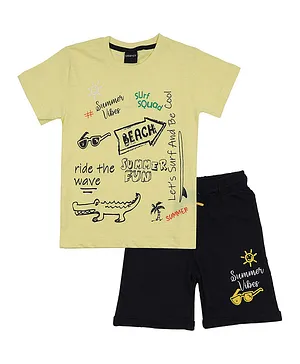 Urbasy Beach T-Shirt with Shorts - Yellow and Black