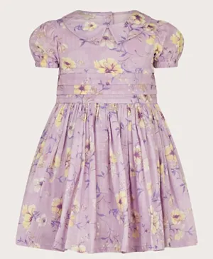 Monsoon Children Baby Pintuck Floral Dress - Purple