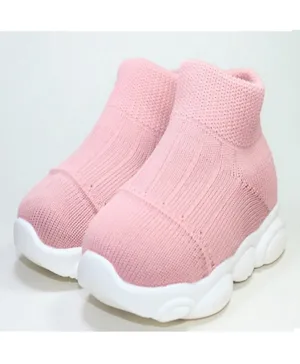 Babyqlo Solid Color Soft-Top Shoes - Pink