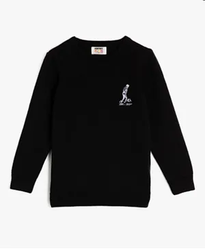 Koton Crew Neck Printed Sweater - Black