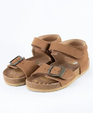 Just Kids Brands Carson Single Velcro Flat Sandals - Cognac