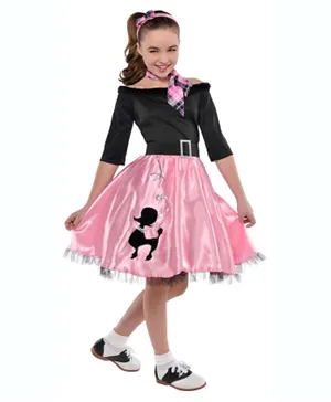 Party Centre Child Miss Sock Hop 1950s Costume - Pink Black