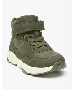 LBL by Shoexpress Textured Ankle Boots with Velcro Closure - Khaki