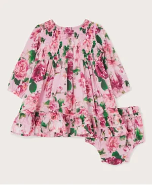Monsoon Children Floral Dress with Bloomer - Pink
