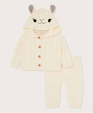 Monsoon Children Lenny Llama Cardigan & Pants Set - Beige
