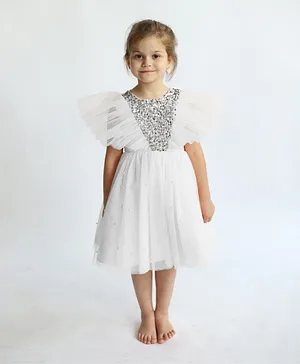 DDaniela Butterfly Sequined Party Dress - White