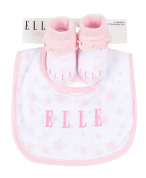 Elle Stars Bib and Booties Set - Pink