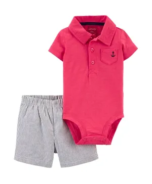 Carter's 2 Piece Polo Bodysuit & Shorts Set - Pink