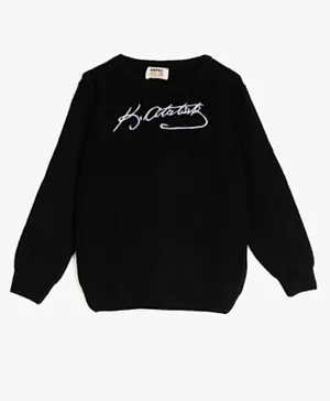 Koton Crew Neck Embroidered Sweater - Black