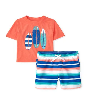The Children's Place Round Neck Two Piece Swimsuit - Orange