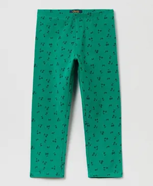 OVS Cherry Printed Leggings - Green